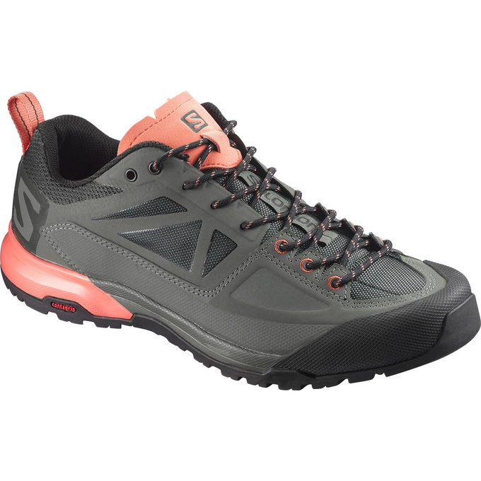 Salomon Israel X ALP SPRY W - Womens Hiking Boots - Dark Grey/Coral (WQKH-98063)